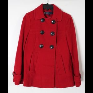 Anne Klein Red Double Breasted A-line Pea Coat
